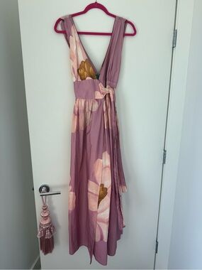 Pink Farm Rio Floral Wrap Maxi Dress with Deep V